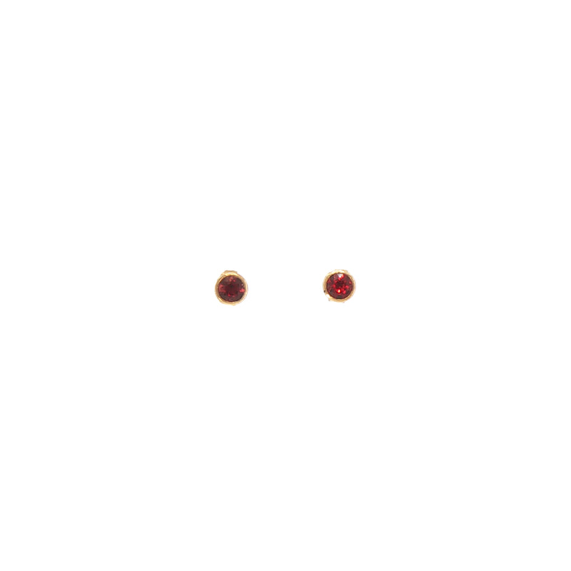 Round Garnet Stud Earrings in 9ct Yellow Gold