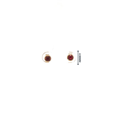 Round Garnet Stud Earrings in 9ct Yellow Gold