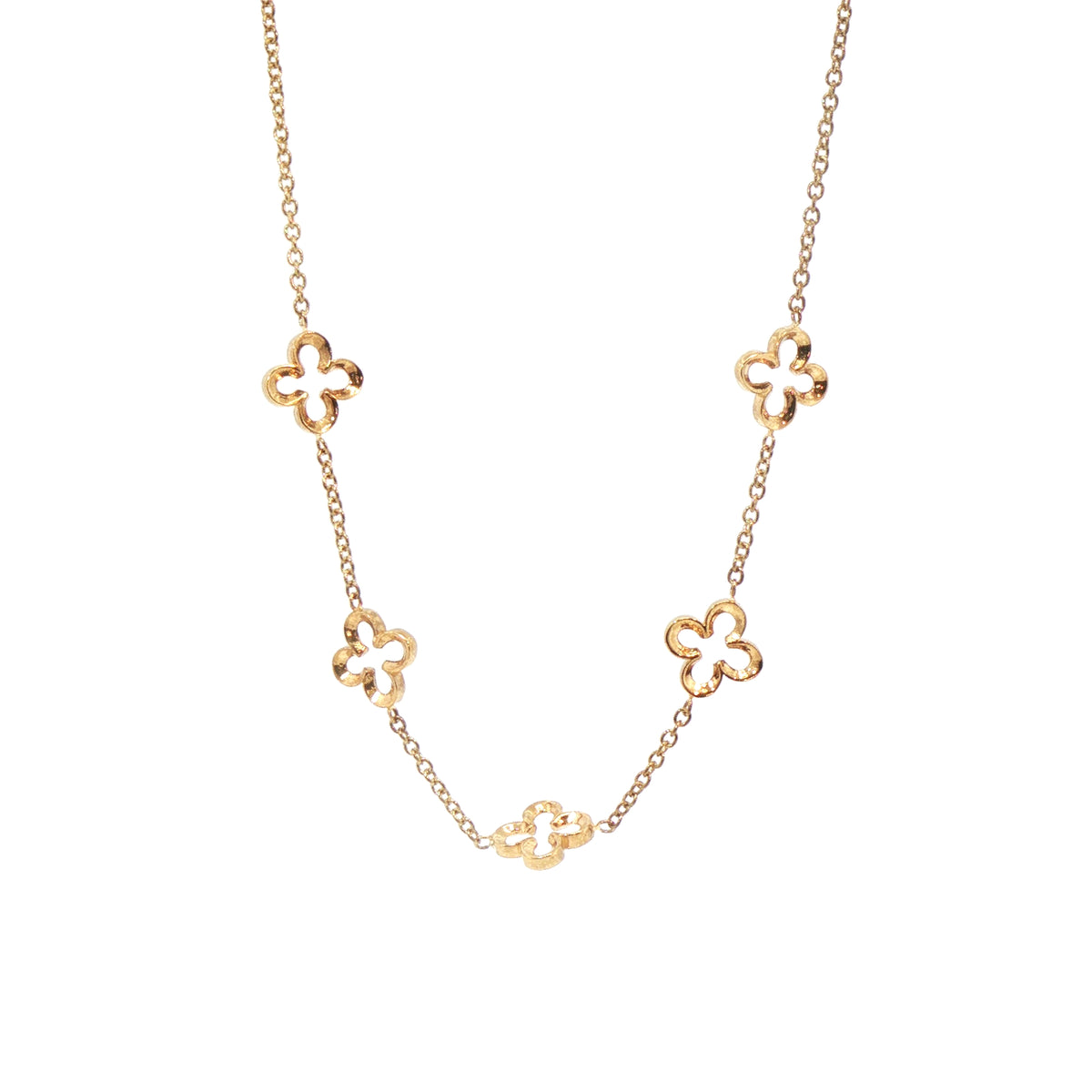 Five Clover Necklet in 8ct Yellow Gold