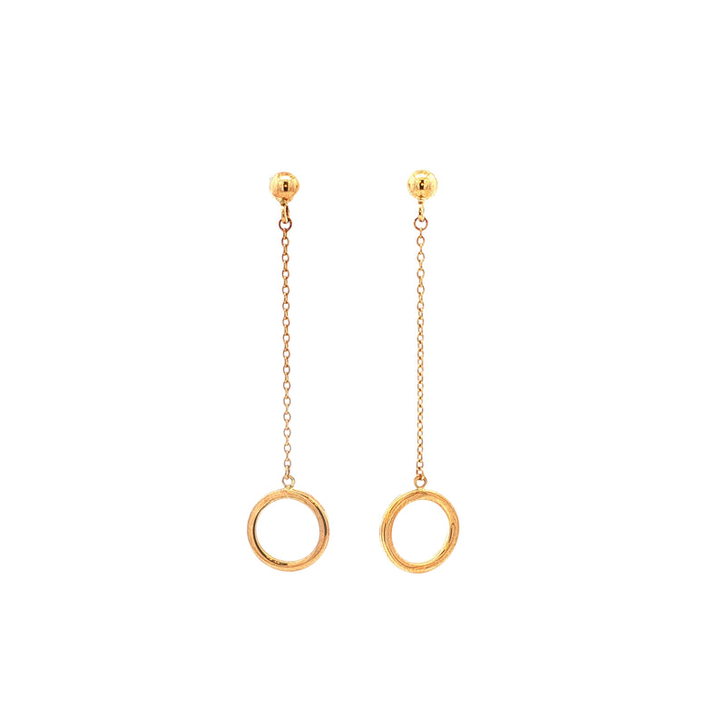 Circule Chain Drop Earrings in 9ct Yellow Gold