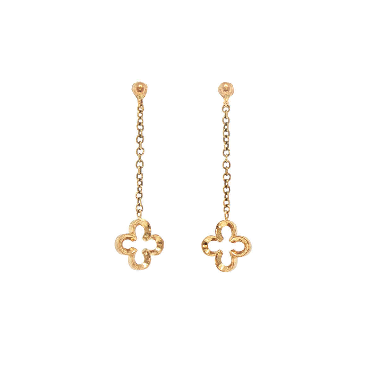 Clover Drop Earrings in 9ct Yellow Gold