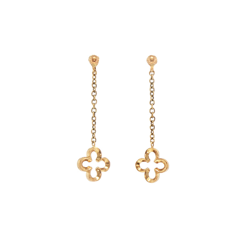 Clover Drop Earrings in 9ct Yellow Gold