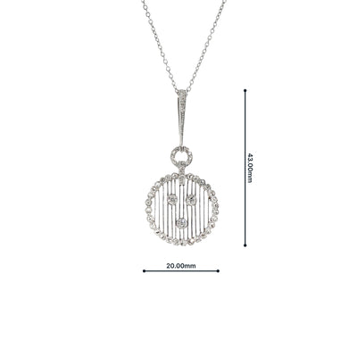 Art Deco 18ct Gold Diamond Circle Pendant on 18ct White Gold Chain