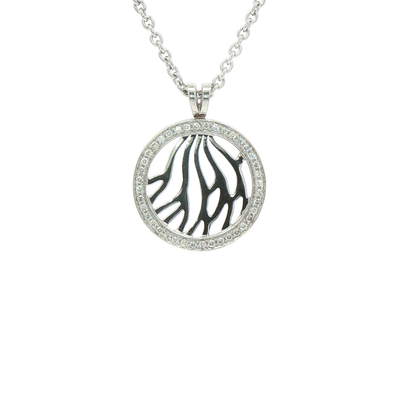 Natural Diamond Circular Pendant on Chain in 18ct White Gold