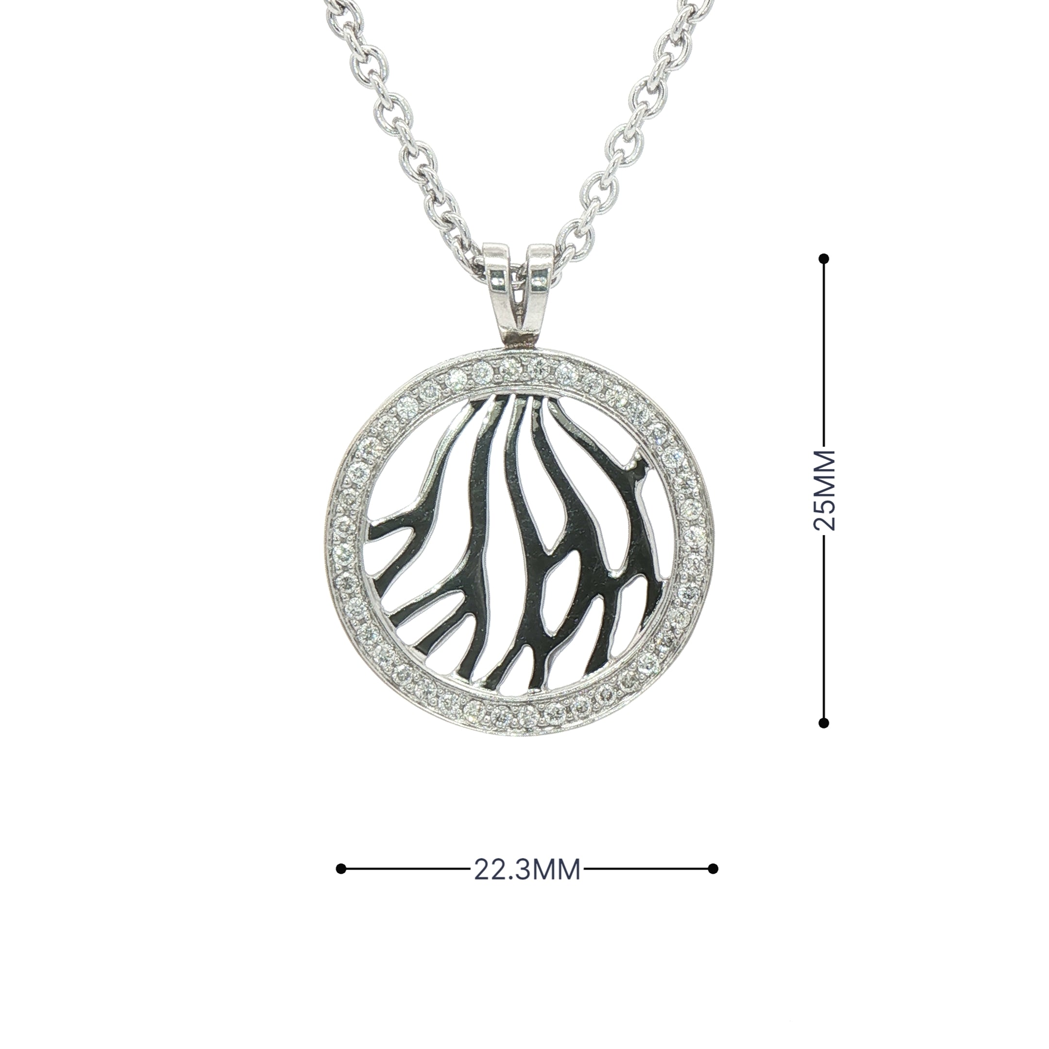 Natural Diamond Circular Pendant on Chain in 18ct White Gold