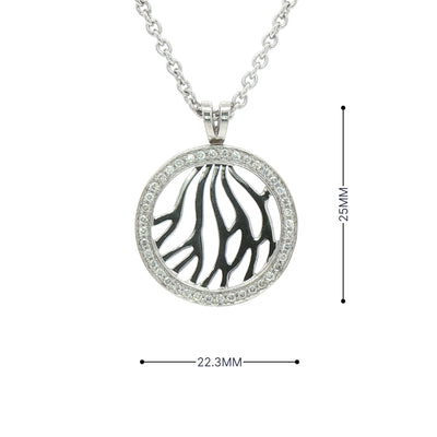 Natural Diamond Circular Pendant on Chain in 18ct White Gold