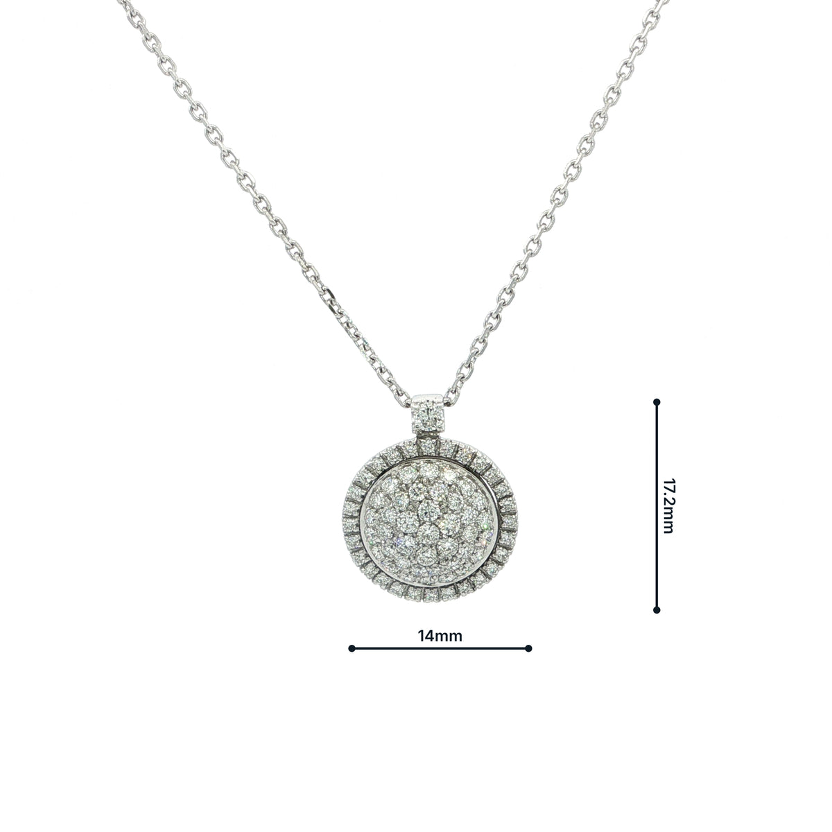 Round Natural Diamond Cluster Halo Pendant on Chain in 18ct White Gold