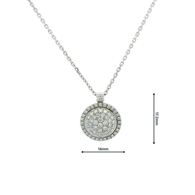 Round Natural Diamond Cluster Halo Pendant on Chain in 18ct White Gold