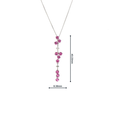 Vintage Pink Sapphire and Natural Diamond Drop Pendant in 18ct White Gold