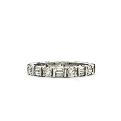 Vintage Natural Diamond Brilliant & Baguette Cut Full Hoop Eternity Ring