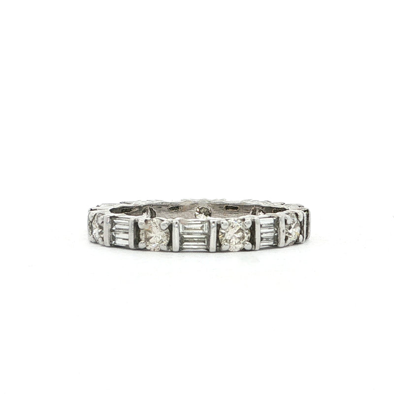 Vintage Natural Diamond Brilliant & Baguette Cut Full Hoop Eternity Ring