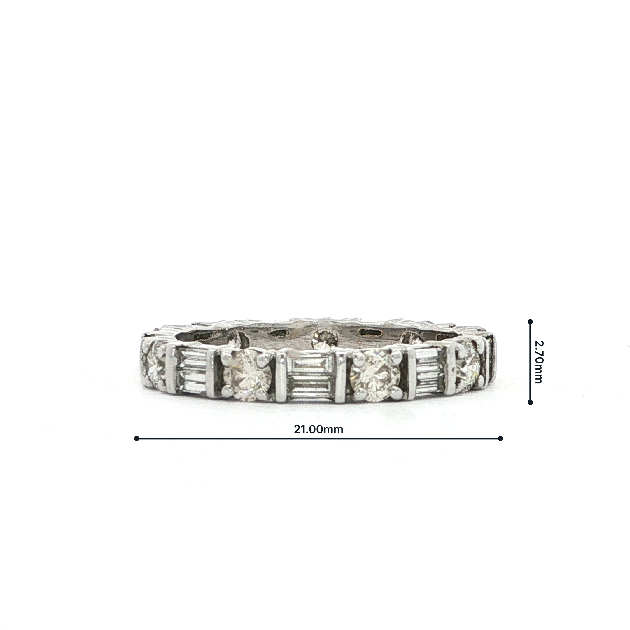 Vintage Natural Diamond Brilliant & Baguette Cut Full Hoop Eternity Ring