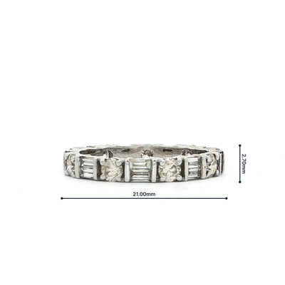 Vintage Natural Diamond Brilliant & Baguette Cut Full Hoop Eternity Ring