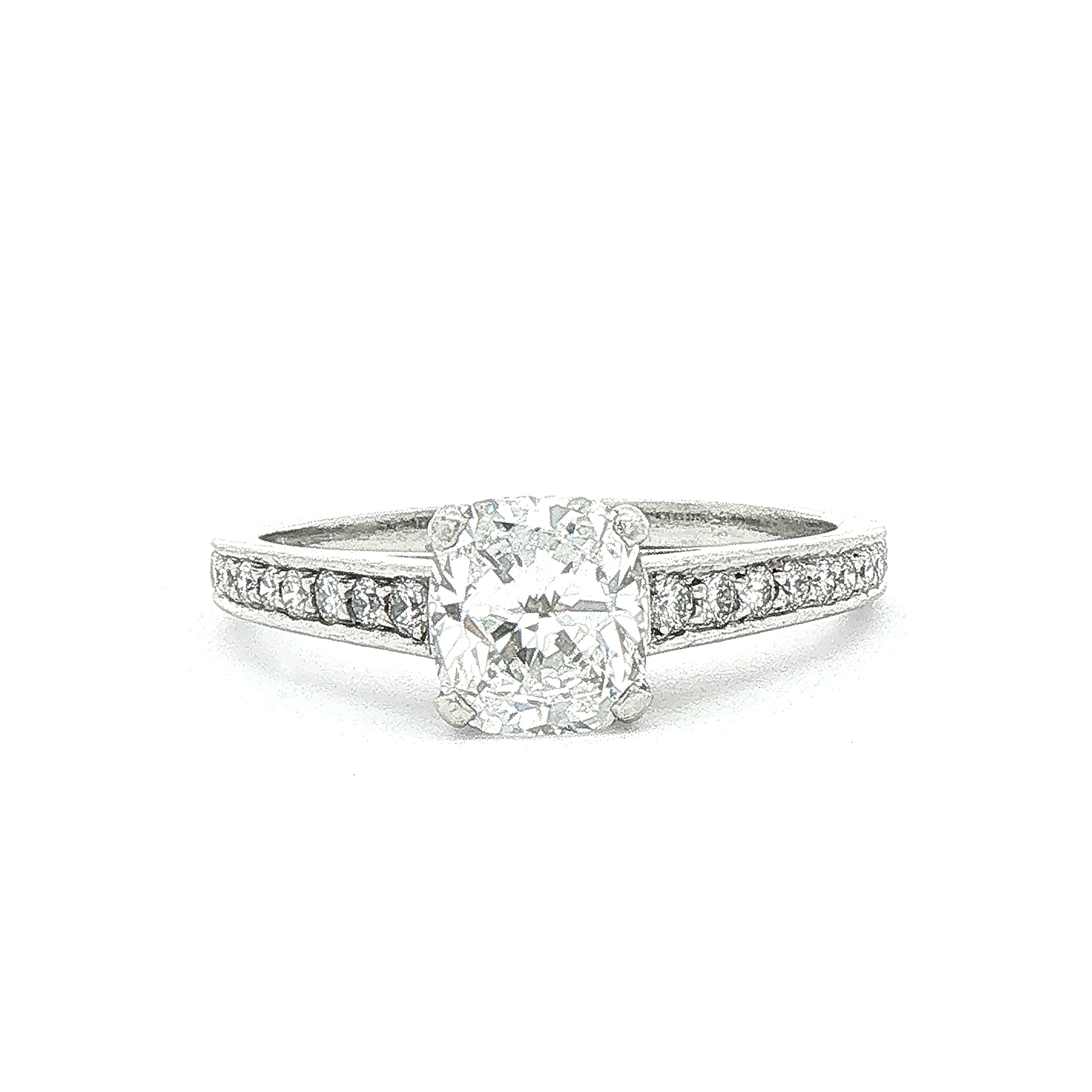 1.04ct Platinum Natural Cushion Cut Diamond Solitaire Engagement Ring