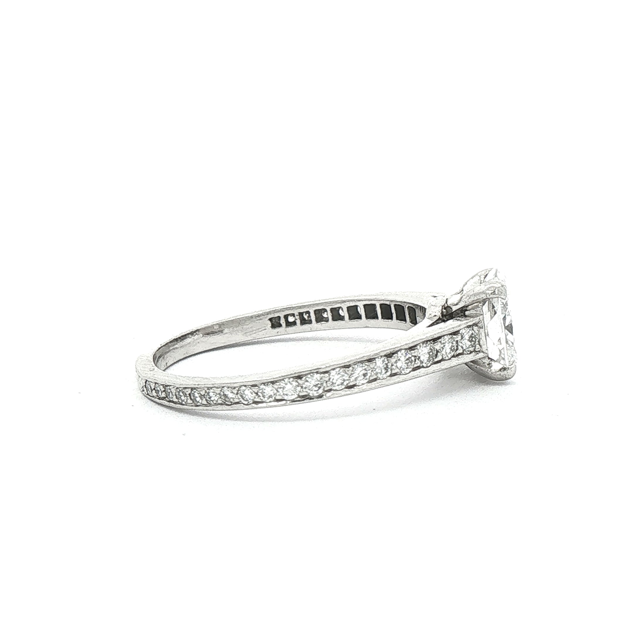 1.04ct Platinum Natural Cushion Cut Diamond Solitaire Engagement Ring
