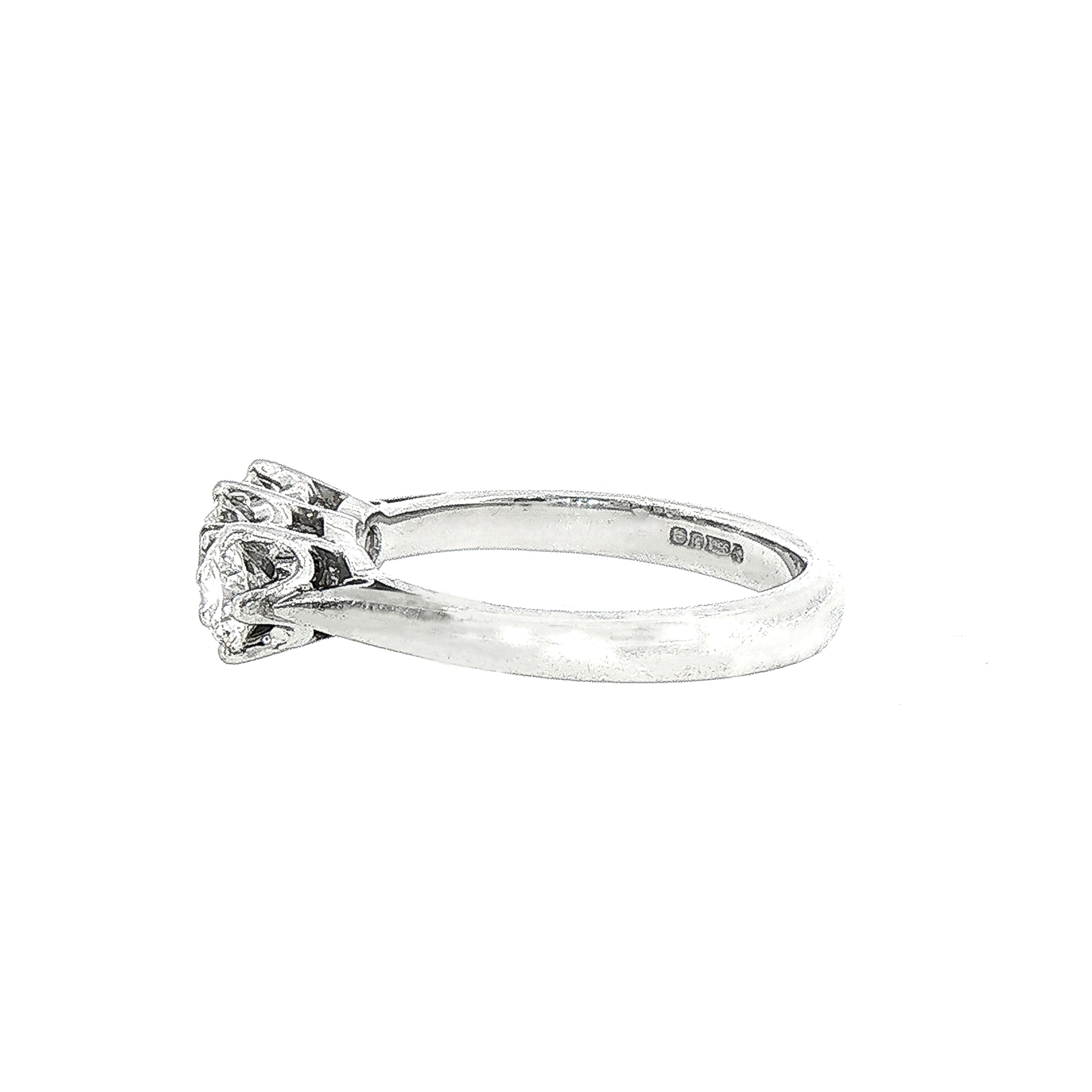 C.36ct S.50ct Round Cut Natural Diamond Three Stone Engagement Ring Set In Platinum