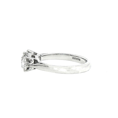 C.36ct S.50ct Round Cut Natural Diamond Three Stone Engagement Ring Set In Platinum