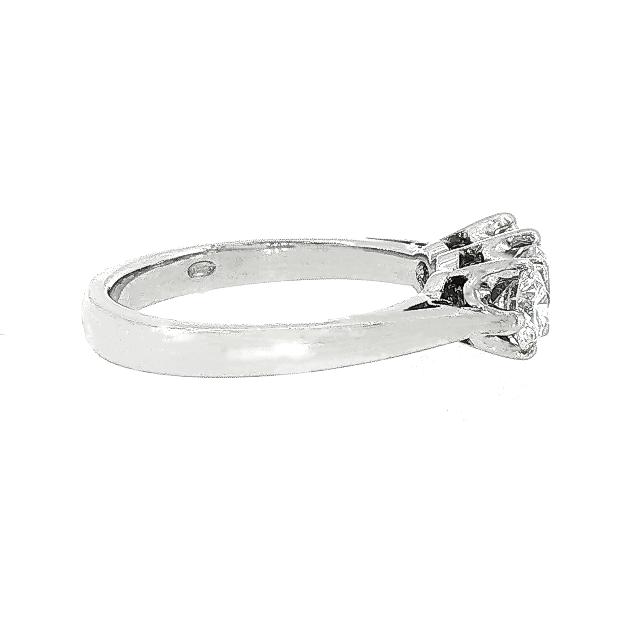 C.36ct S.50ct Round Cut Natural Diamond Three Stone Engagement Ring Set In Platinum