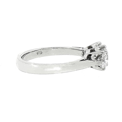 C.36ct S.50ct Round Cut Natural Diamond Three Stone Engagement Ring Set In Platinum