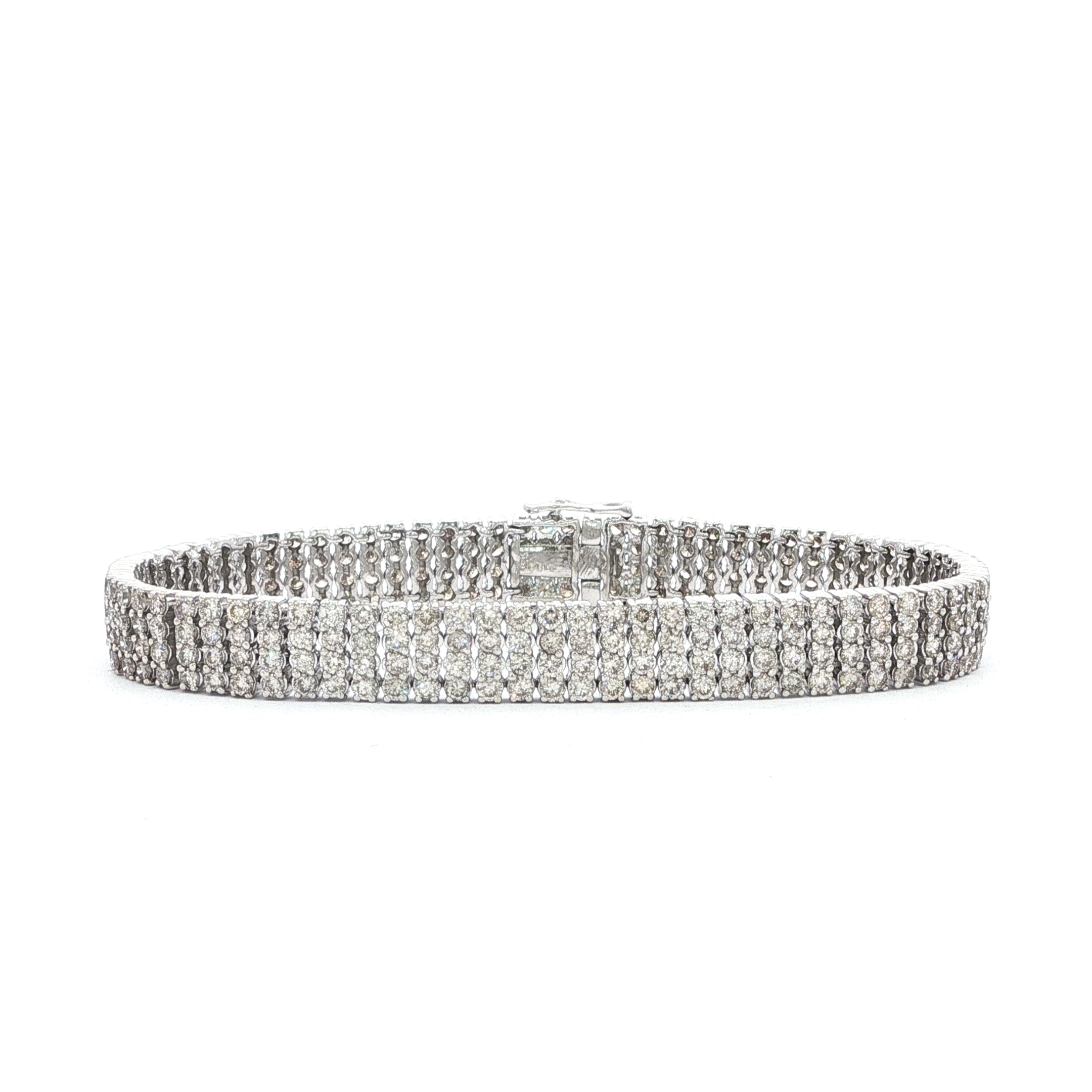 10.00ct Estimated Weight Natural Diamond Four Row Bracelet in 18ct White Gold