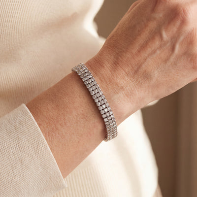 10.00ct Estimated Weight Natural Diamond Four Row Bracelet in 18ct White Gold