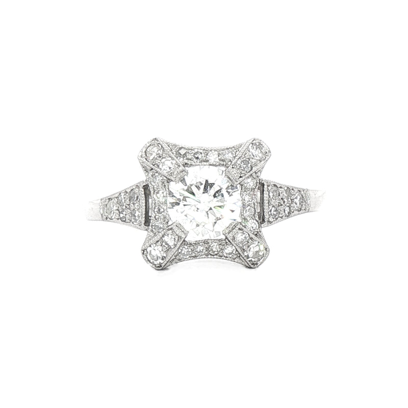 0.70ct Natural Diamond Square Shape Halo Engagement Ring Set in 18ct White Gold