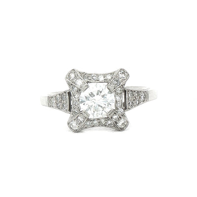 0.70ct Natural Diamond Square Shape Halo Engagement Ring Set in 18ct White Gold