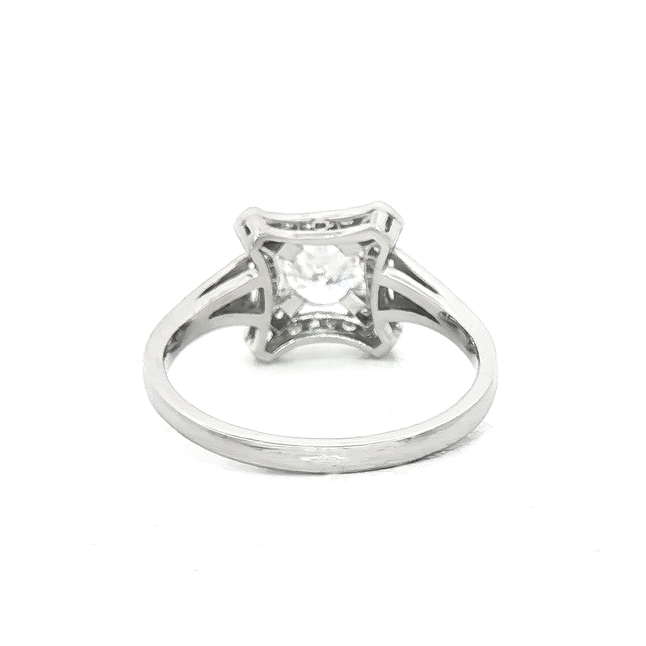 0.70ct Natural Diamond Square Shape Halo Engagement Ring Set in 18ct White Gold
