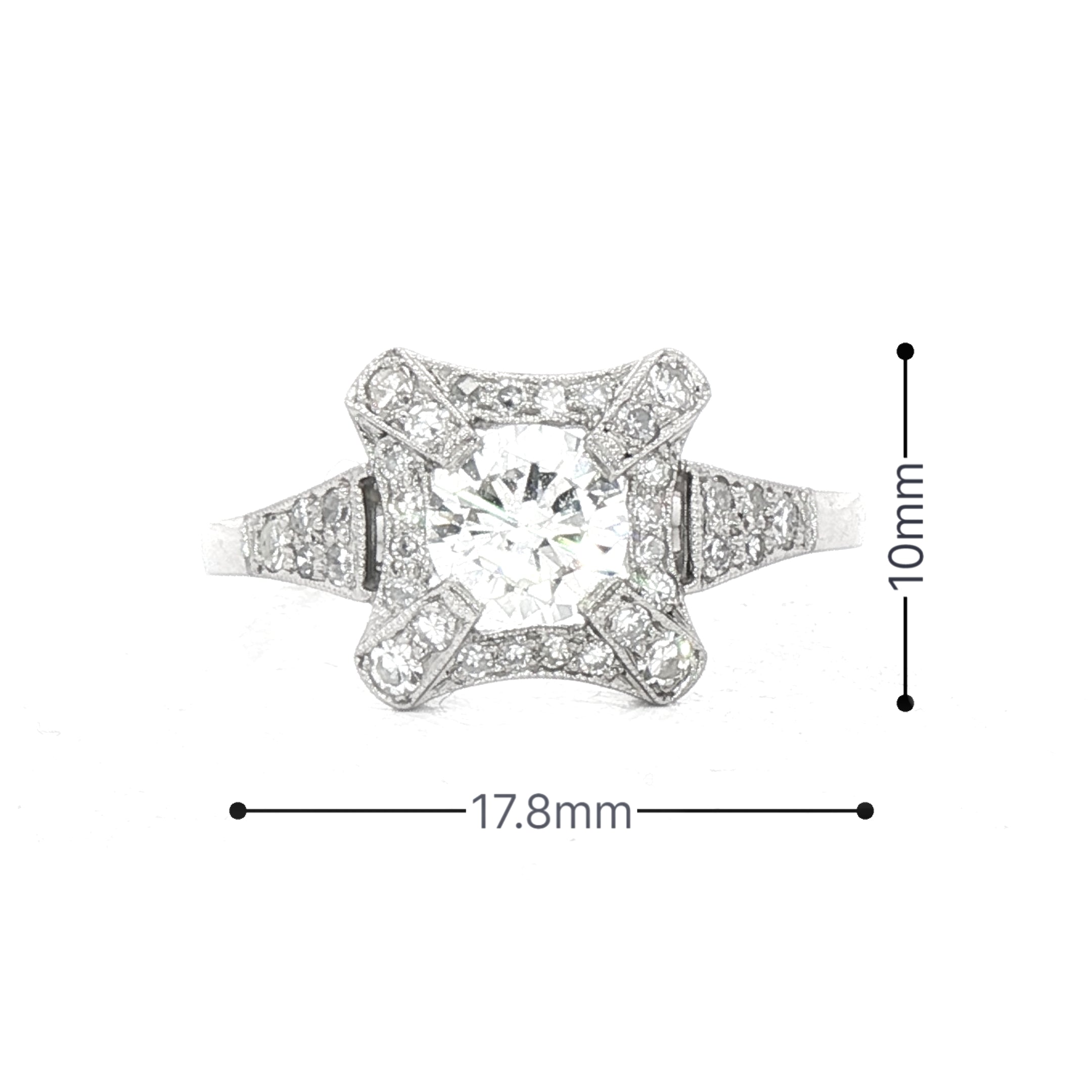 0.70ct Natural Diamond Square Shape Halo Engagement Ring Set in 18ct White Gold