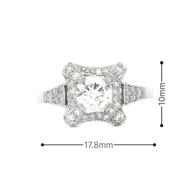 0.70ct Natural Diamond Square Shape Halo Engagement Ring Set in 18ct White Gold