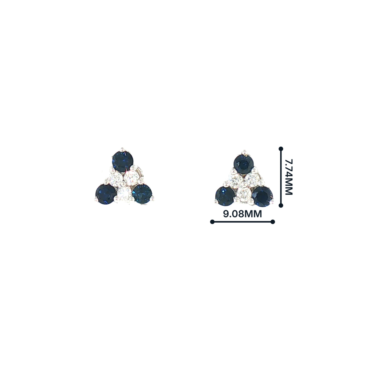 Vintage Sapphire and Natural Diamond Cluster Earrings in 18ct White Gold