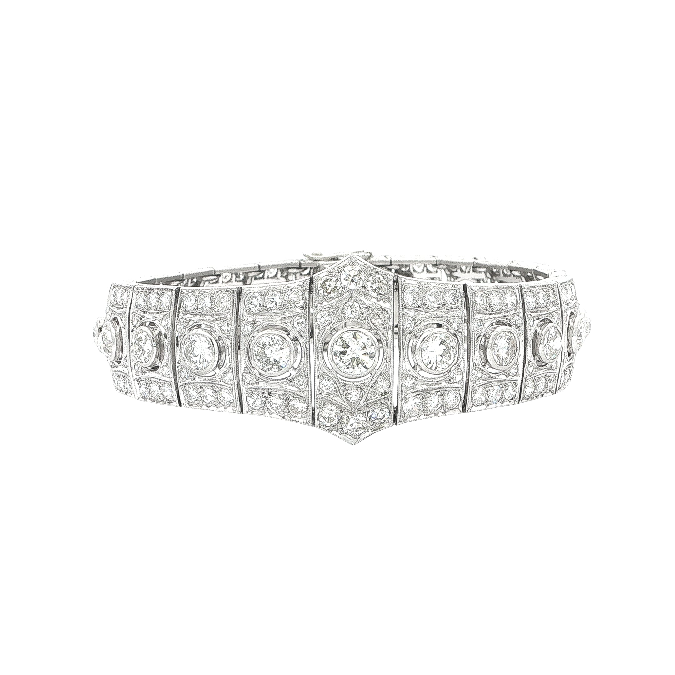 Platinum Art Deco 10ct  Diamond Panel Bracelet