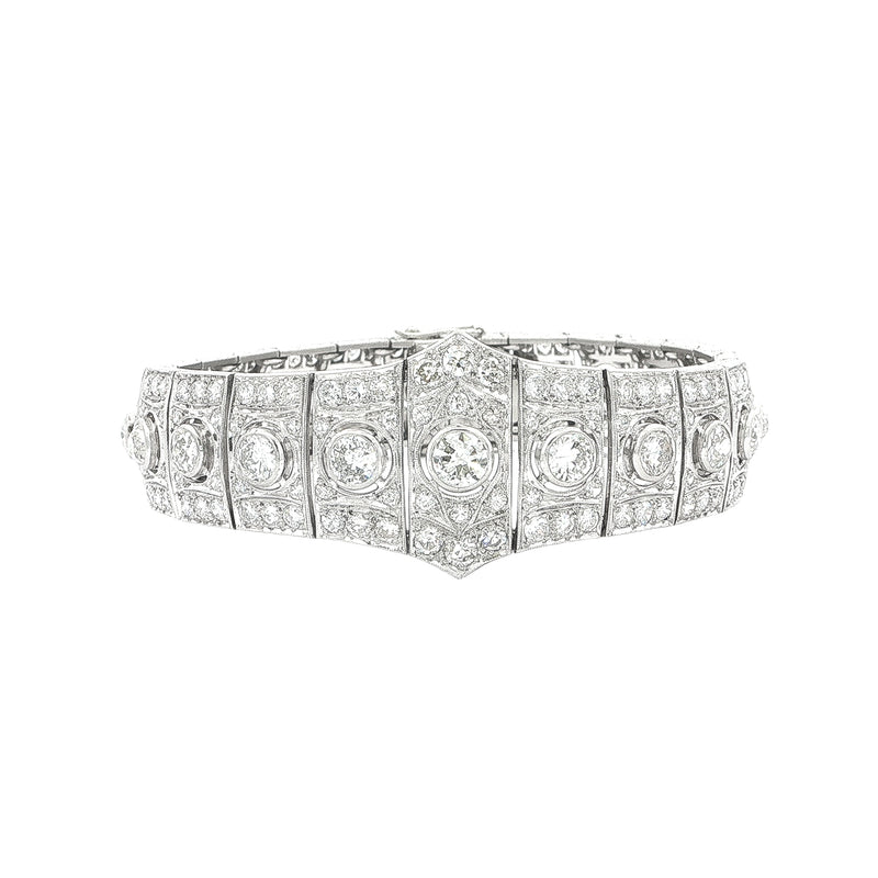 Platinum Art Deco 10ct  Diamond Panel Bracelet