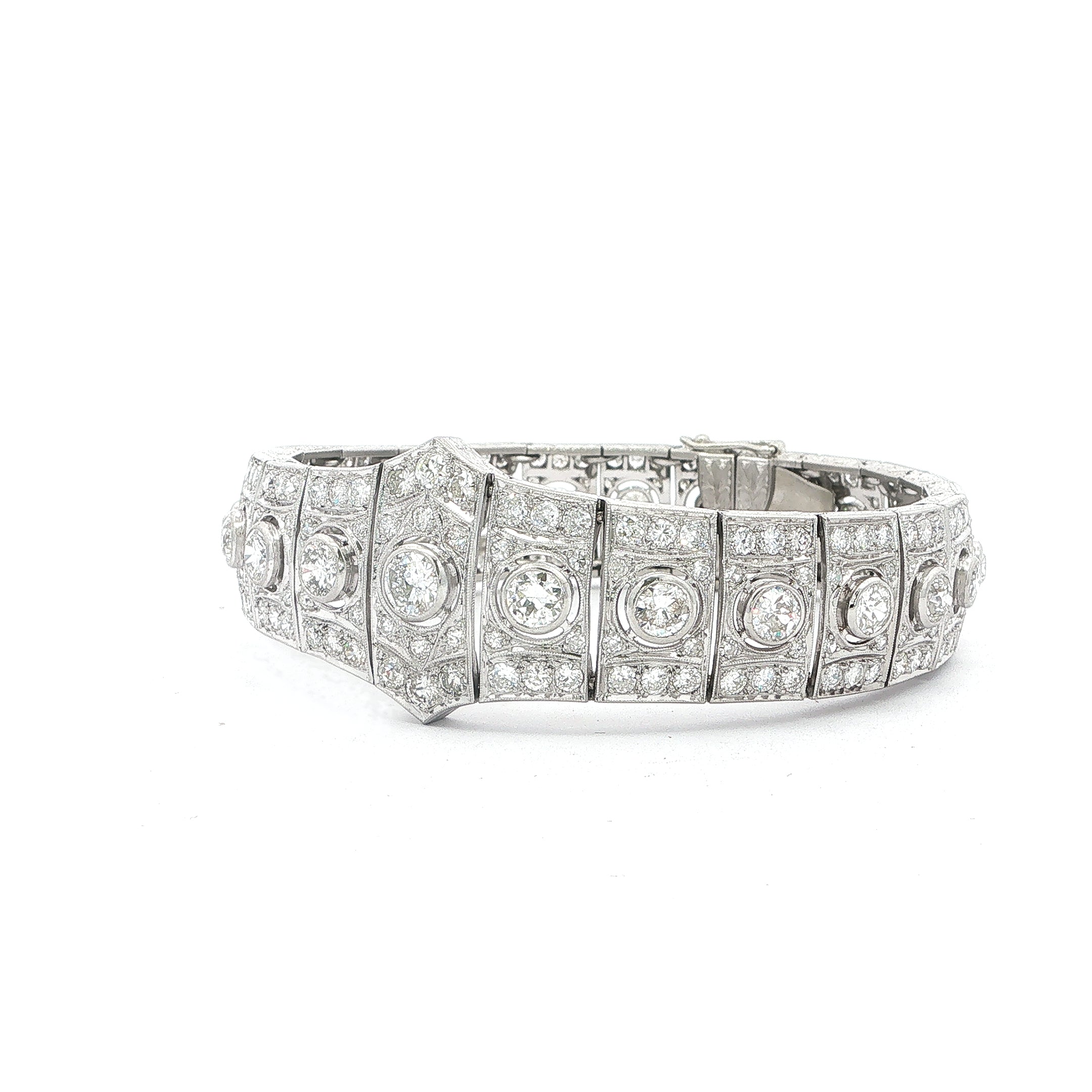 Platinum Art Deco 10ct  Diamond Panel Bracelet