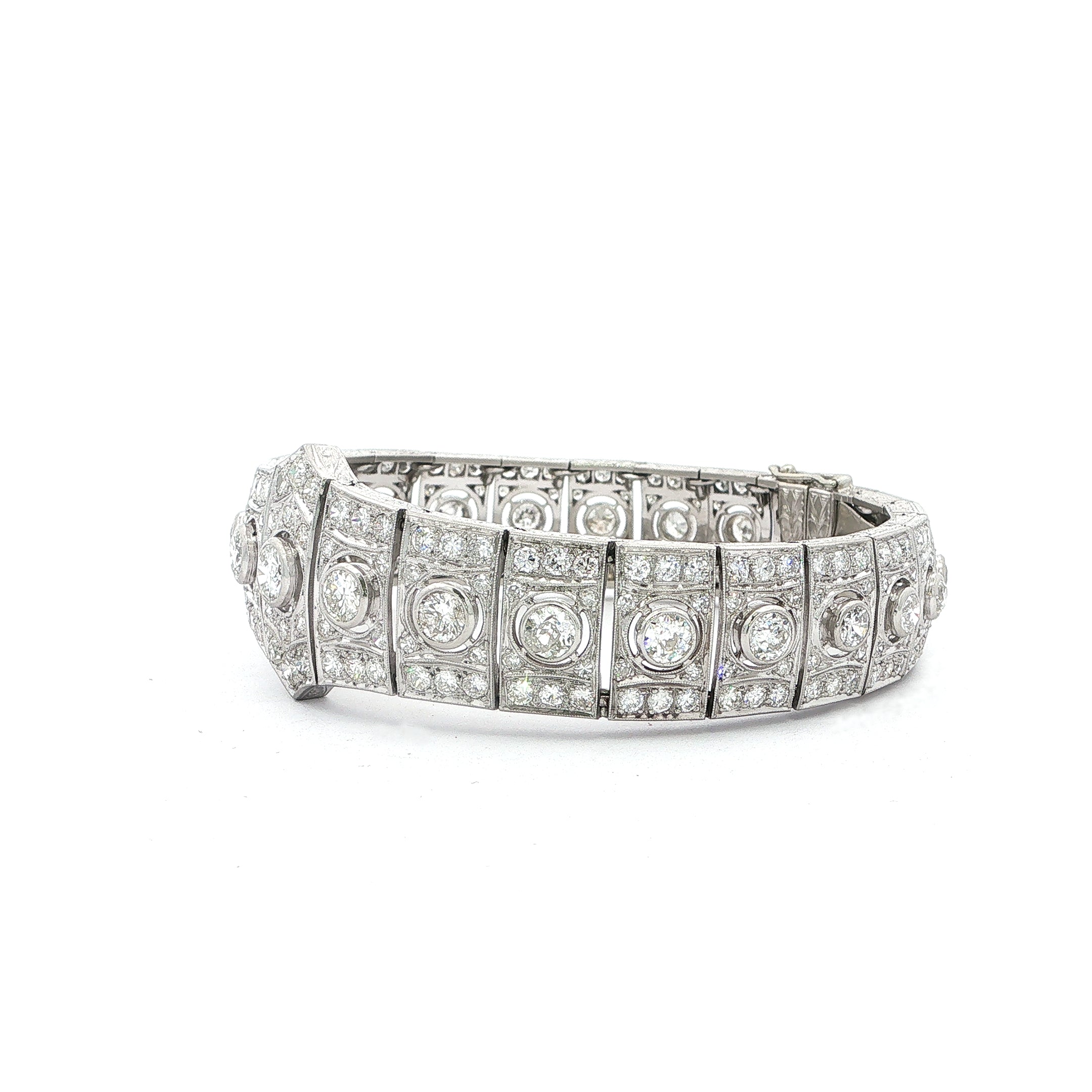 Platinum Art Deco 10ct  Diamond Panel Bracelet