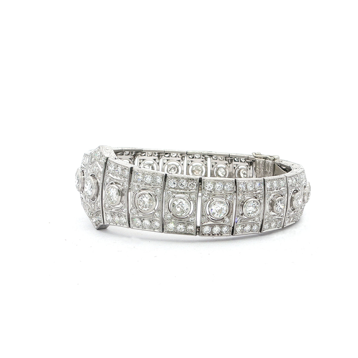 Platinum Art Deco 10ct  Diamond Panel Bracelet
