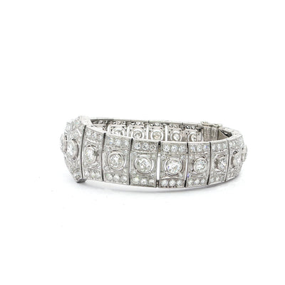 Platinum Art Deco 10ct  Diamond Panel Bracelet