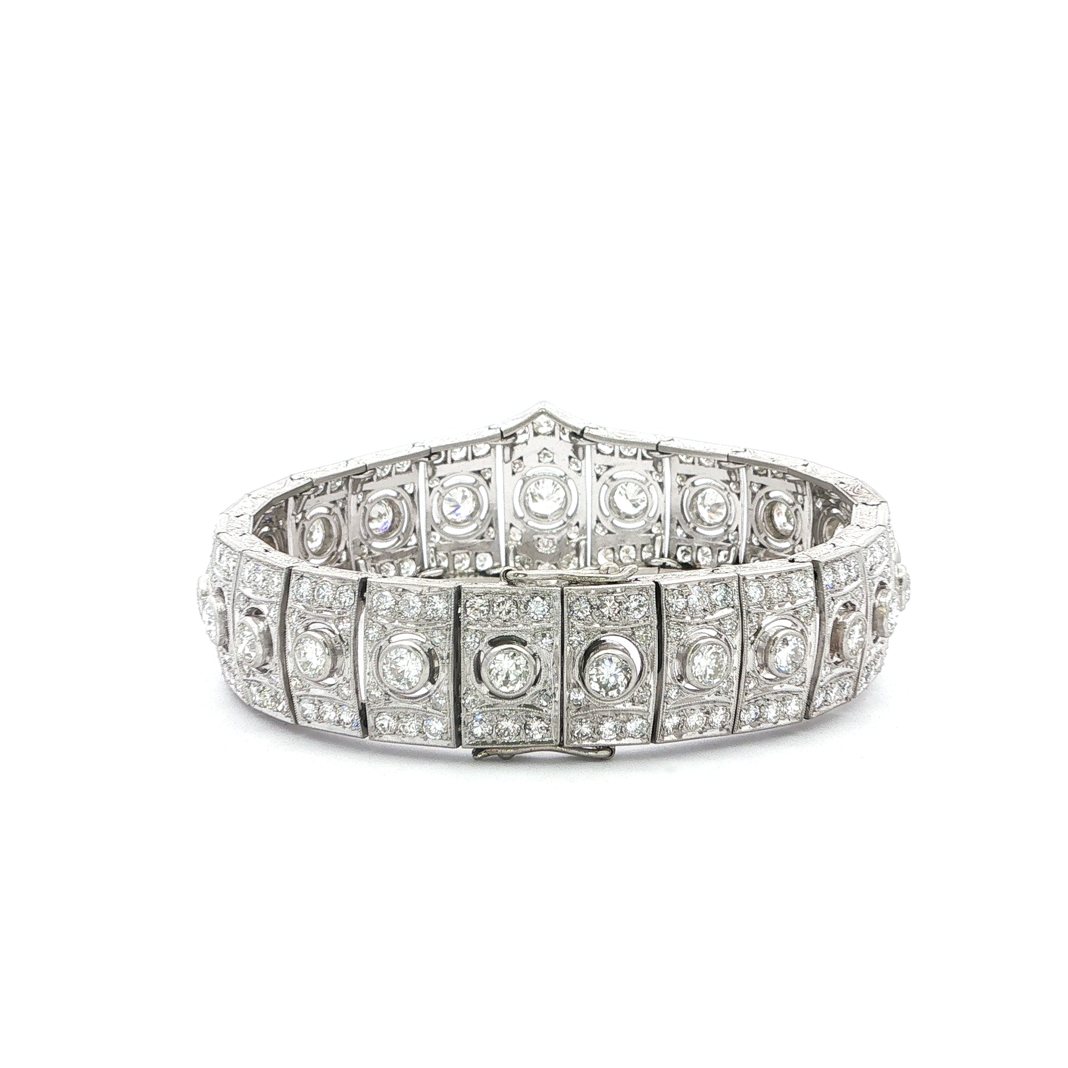 Platinum Art Deco 10ct  Diamond Panel Bracelet