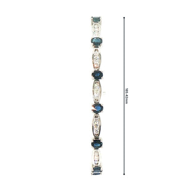5.85ct Oval Sapphire and 2.08ct Natural Diamond Bracelet Weighing 28.3g in Platinum