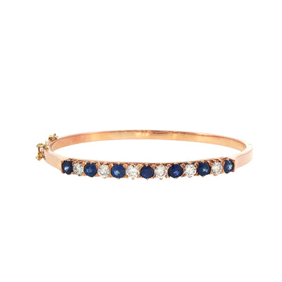 18ct Rose Gold Sapphire and Natural Diamond Bangle