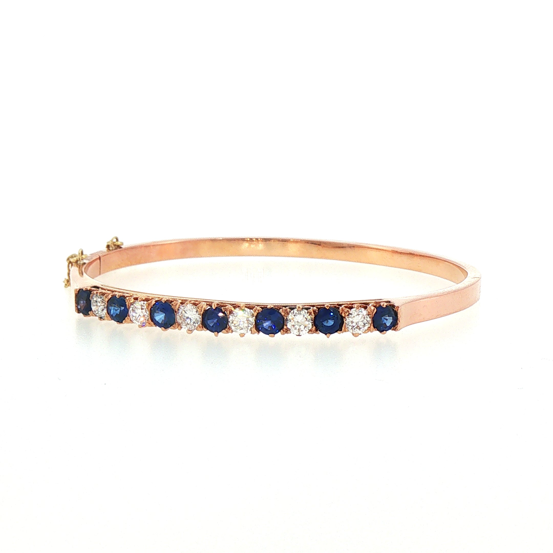 18ct Rose Gold Sapphire and Natural Diamond Bangle