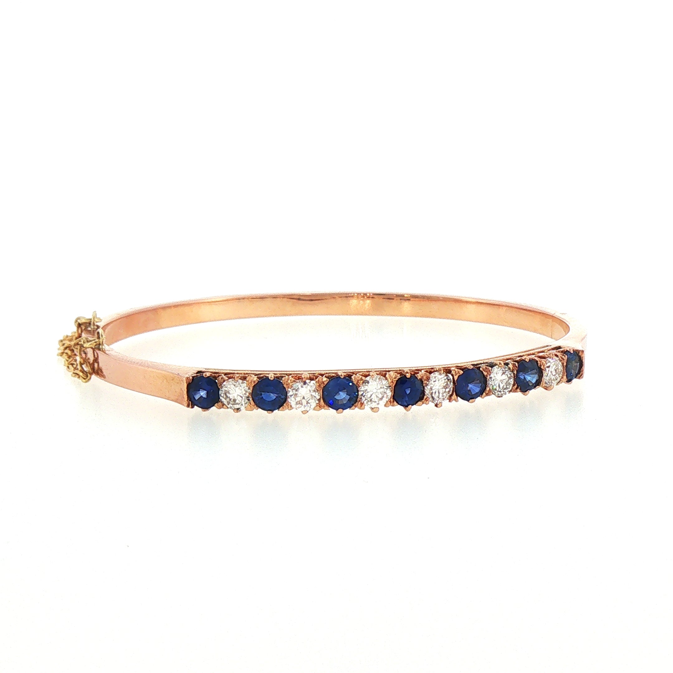 18ct Rose Gold Sapphire and Natural Diamond Bangle