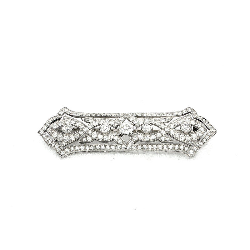 Art Deco Natural Diamond Boxed Panel Brooch