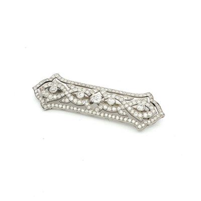 Art Deco Natural Diamond Boxed Panel Brooch