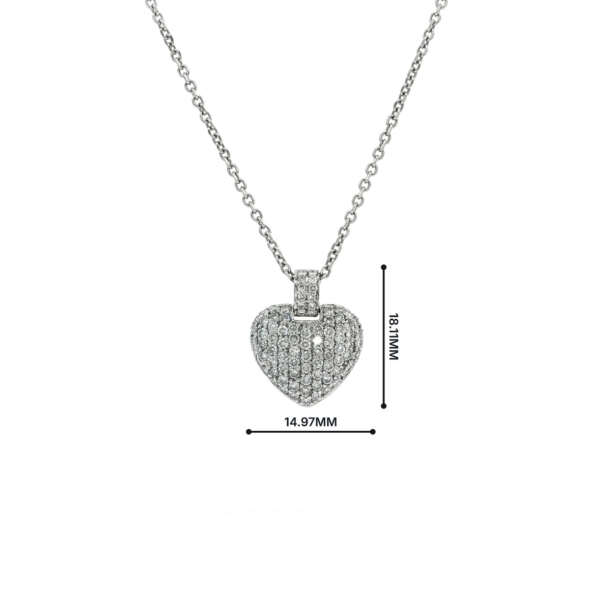 Vintage Natural Diamond Heart Pendant in 18ct White Gold