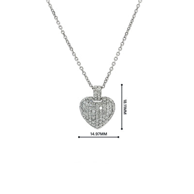 Vintage Natural Diamond Heart Pendant in 18ct White Gold