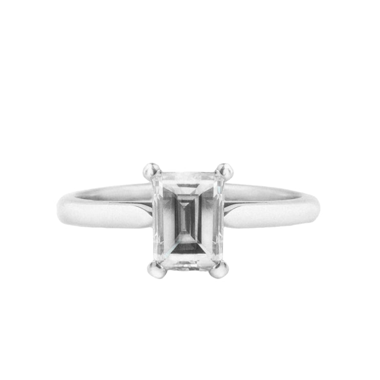 1.17ct H vs2 Emerald Cut Natural Diamond Solitaire Set in Platinum
