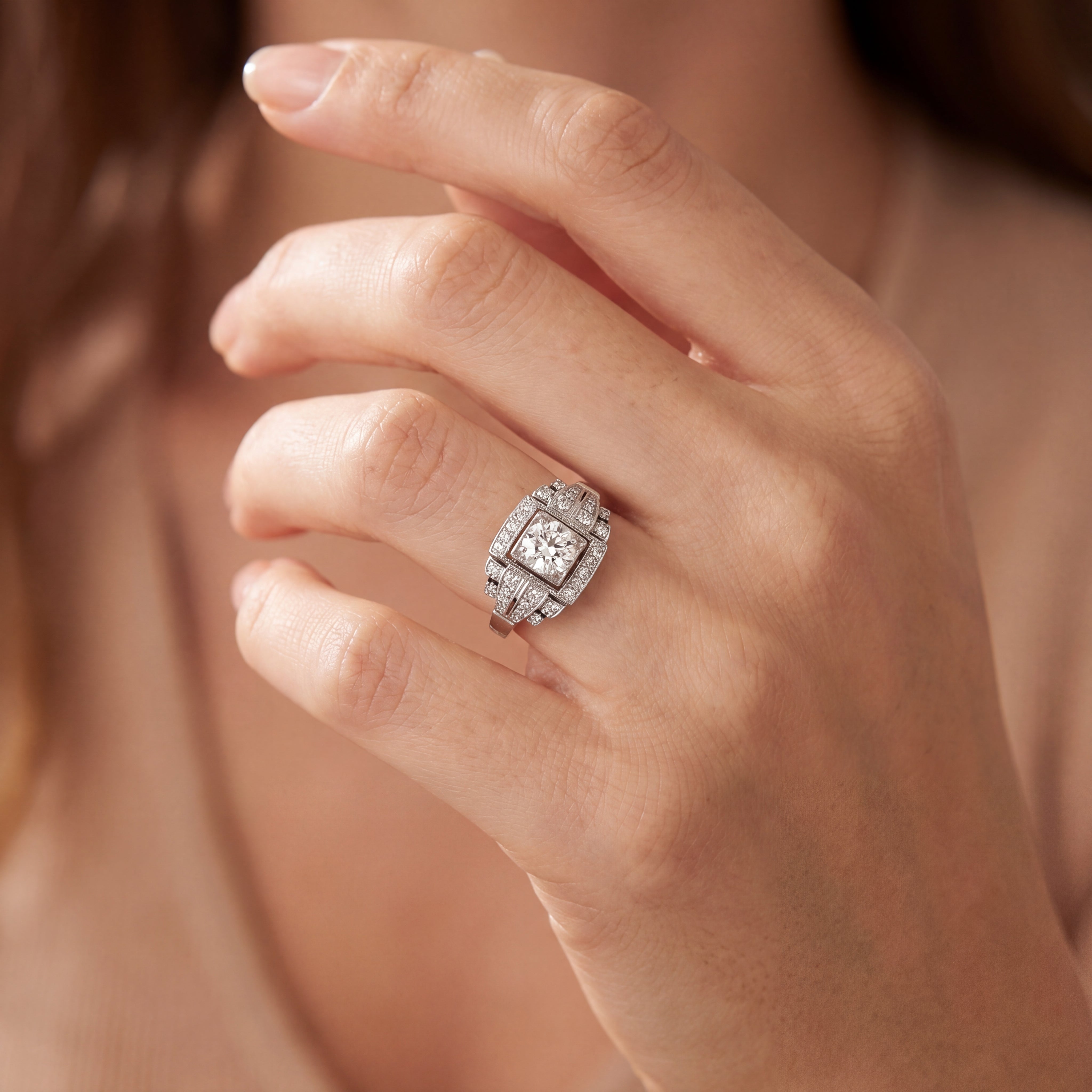 0.65ct Natural Diamond Box Set Ring Set in Platinum