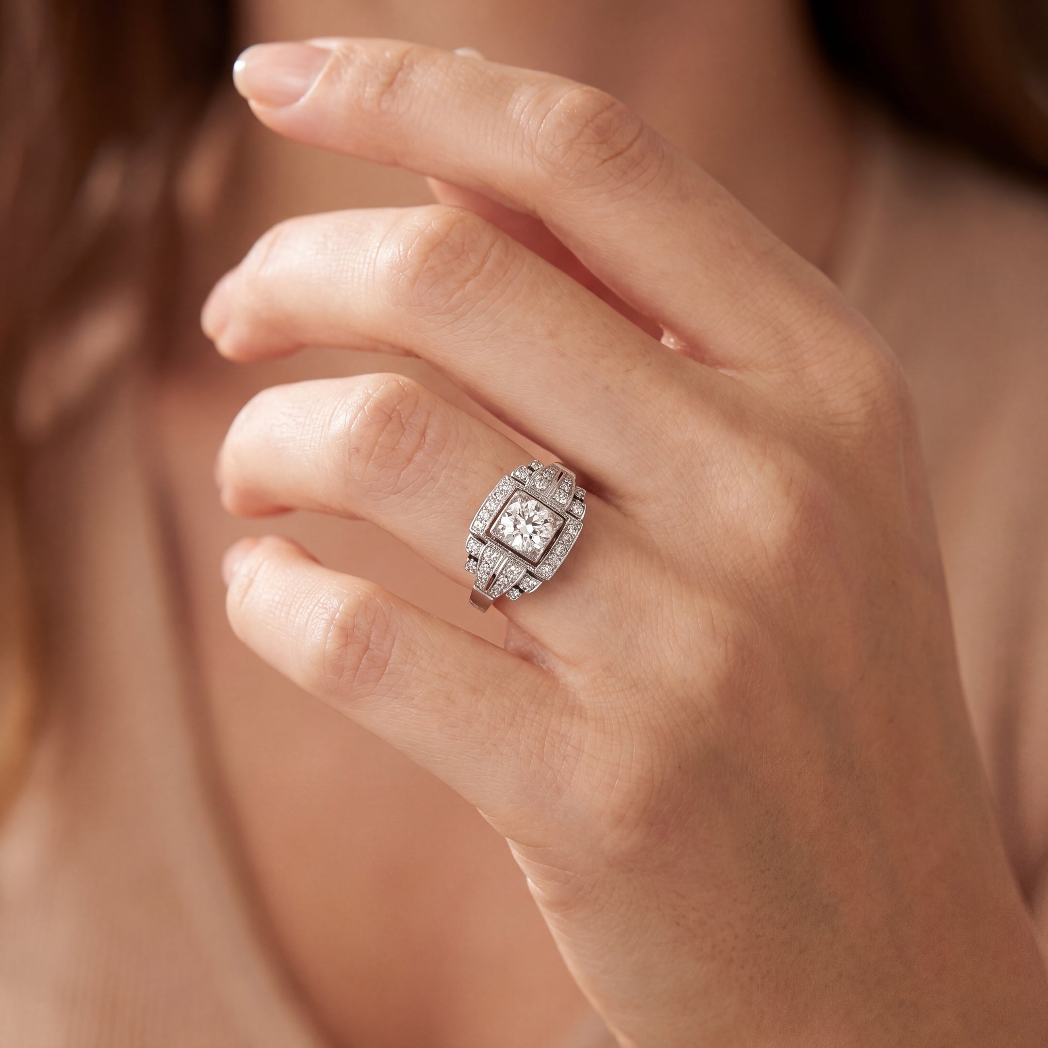 0.65ct Natural Diamond Box Set Ring Set in Platinum