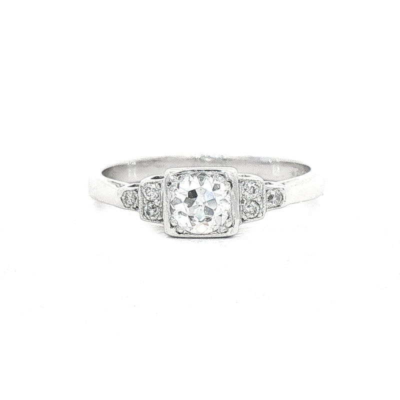 0.91ct Solitaire Box Set Natural Diamond & Diamond Sholders Ring set in Platinum